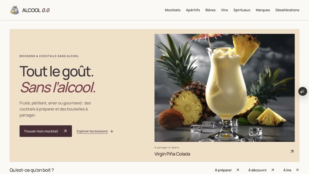 Alcool 0.0 : recettes de mocktails et découverte des boissons sans alcool.